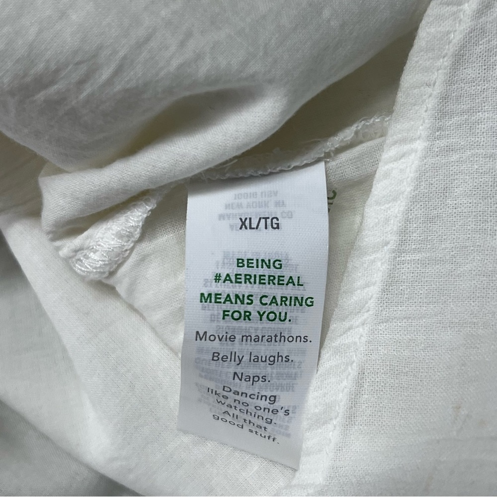 Aerie White Cottagecore Puff Sleeve Mini Dress Size XL - Picture 5 of 8